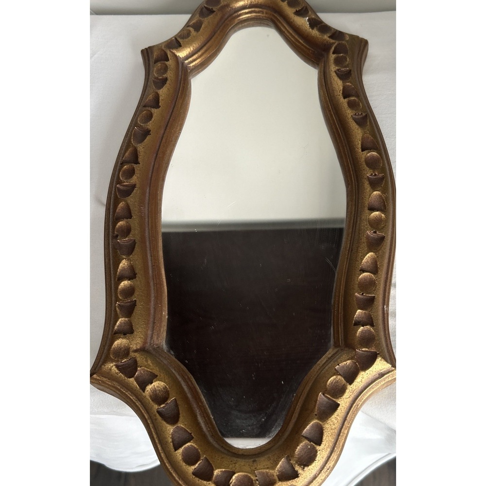 Oval Mirror Gold Frame Measures 17 1/2 Long By 8" W